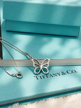 Authentic Tiffany & Co Mini Butterfly Pendant Necklace